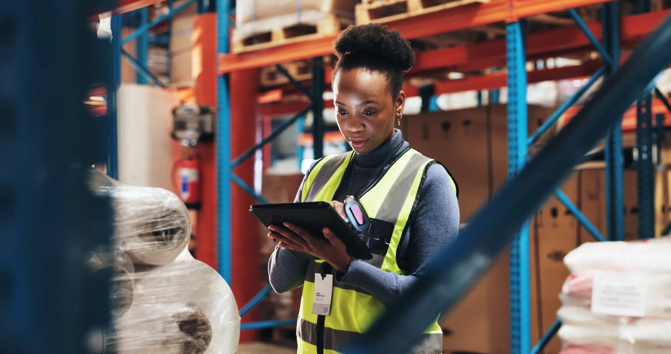 Retail stock count with a tablet and checklist for weekly inventory control in an African shop