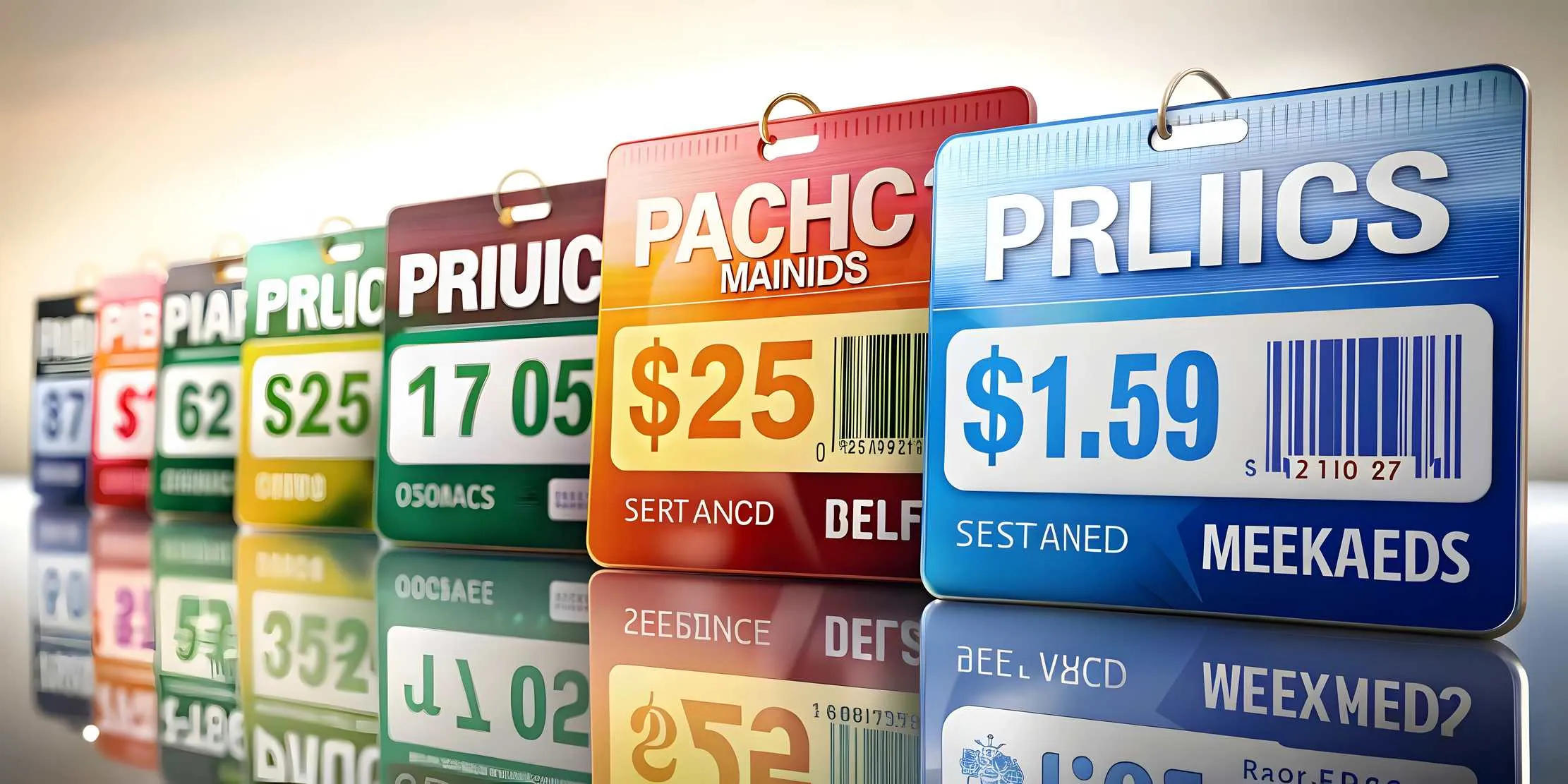 Etiquettes de prix et moyens de paiement representant la tarification POS controlee dans Maduuka