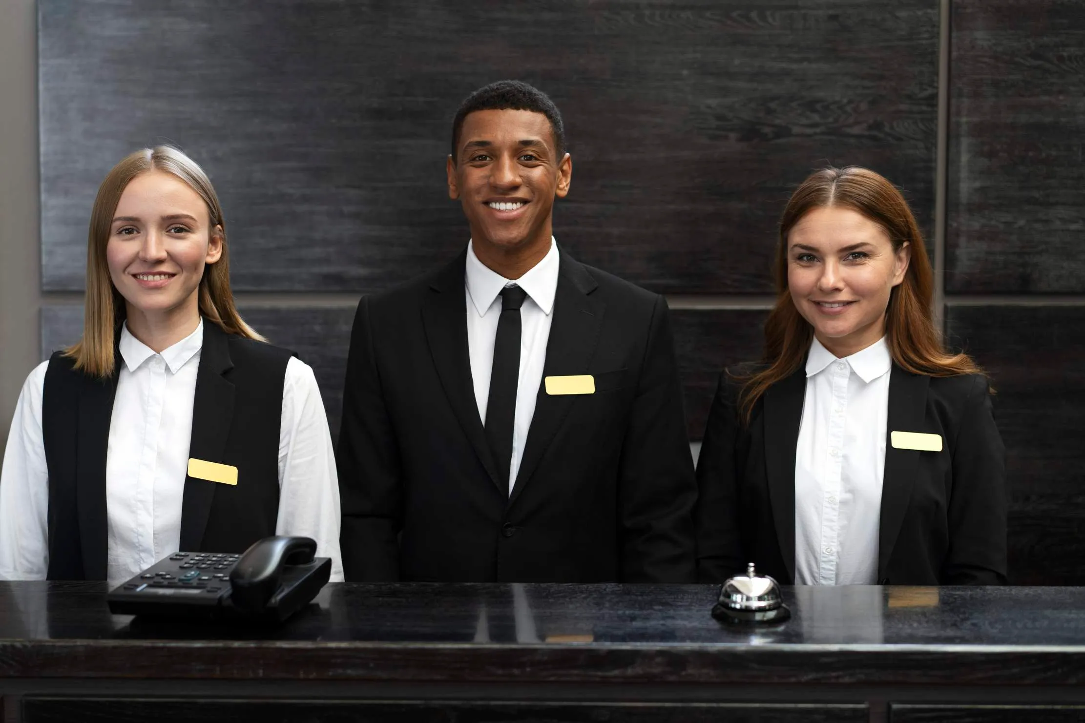 Hotel receptionists at the front desk