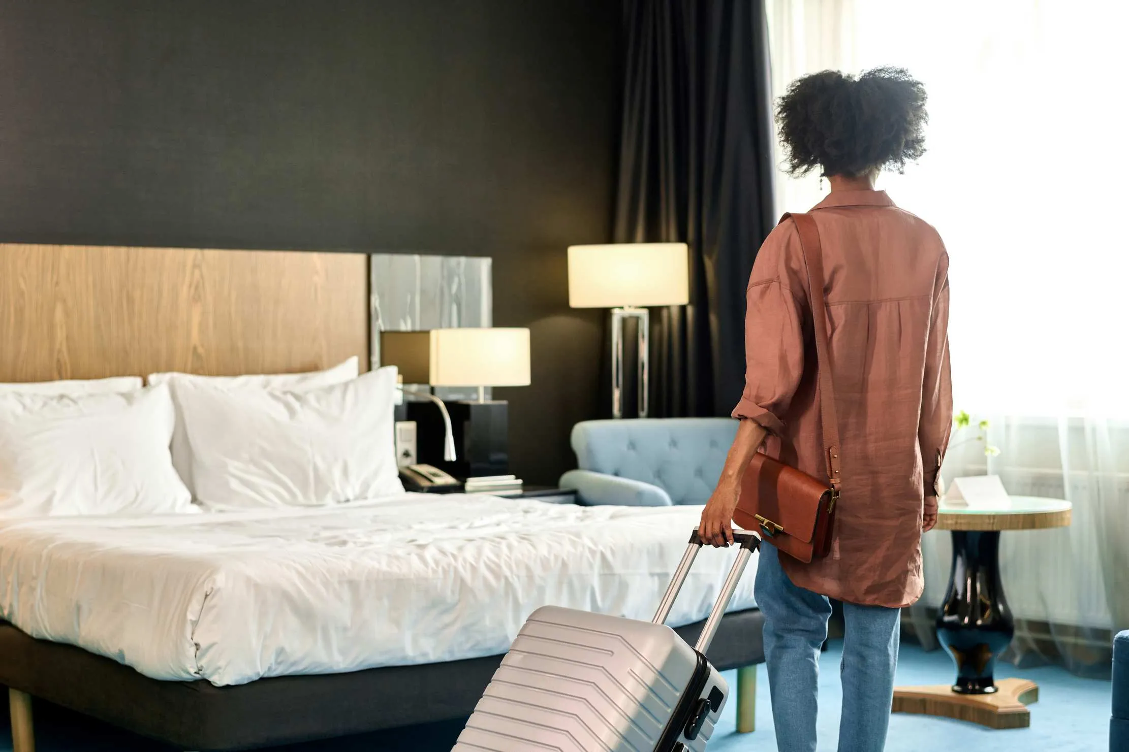 Guest entering a clean hotel room
