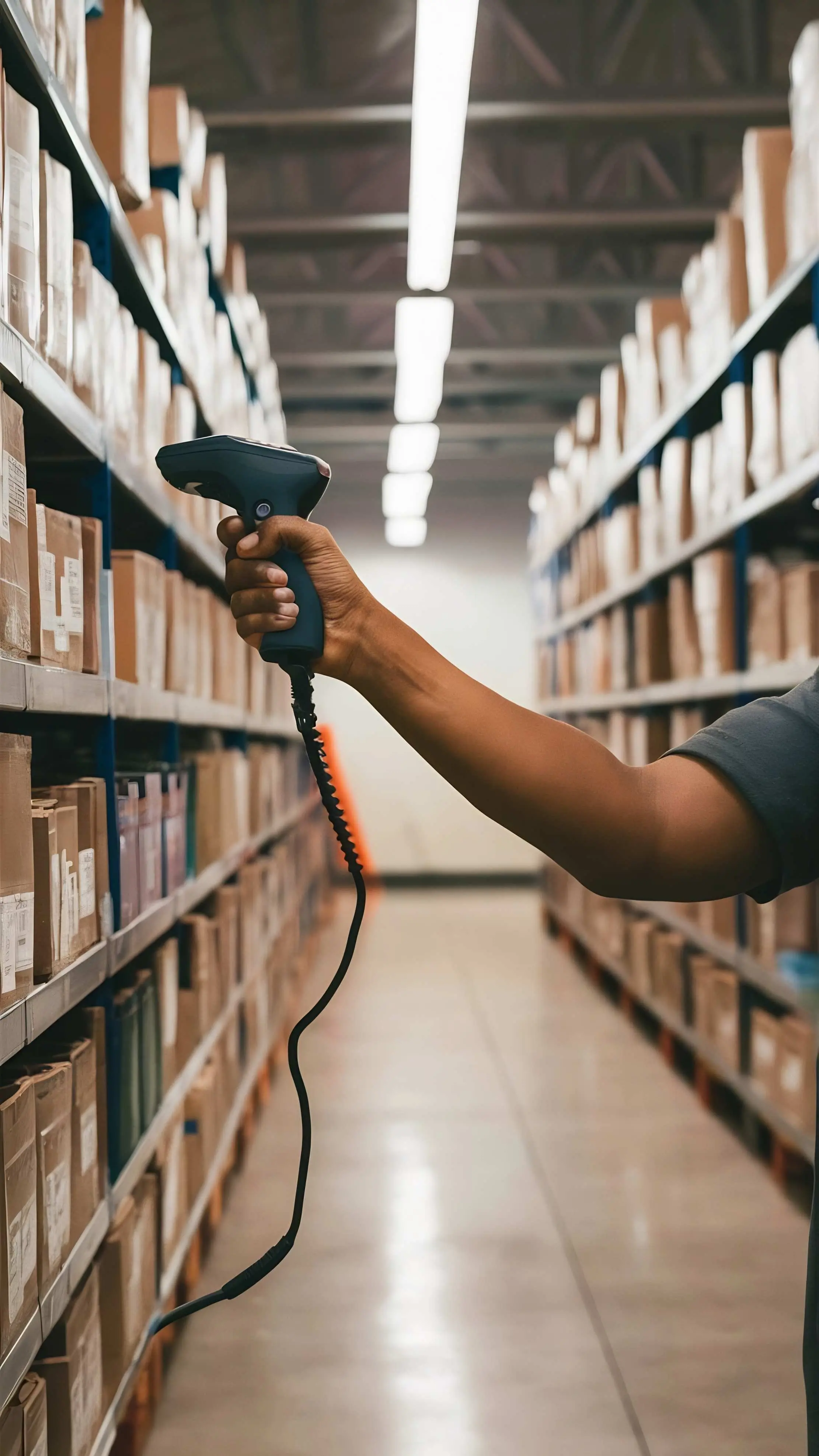 Barcode scan confirming items before dispatch in a branch transfer workflow