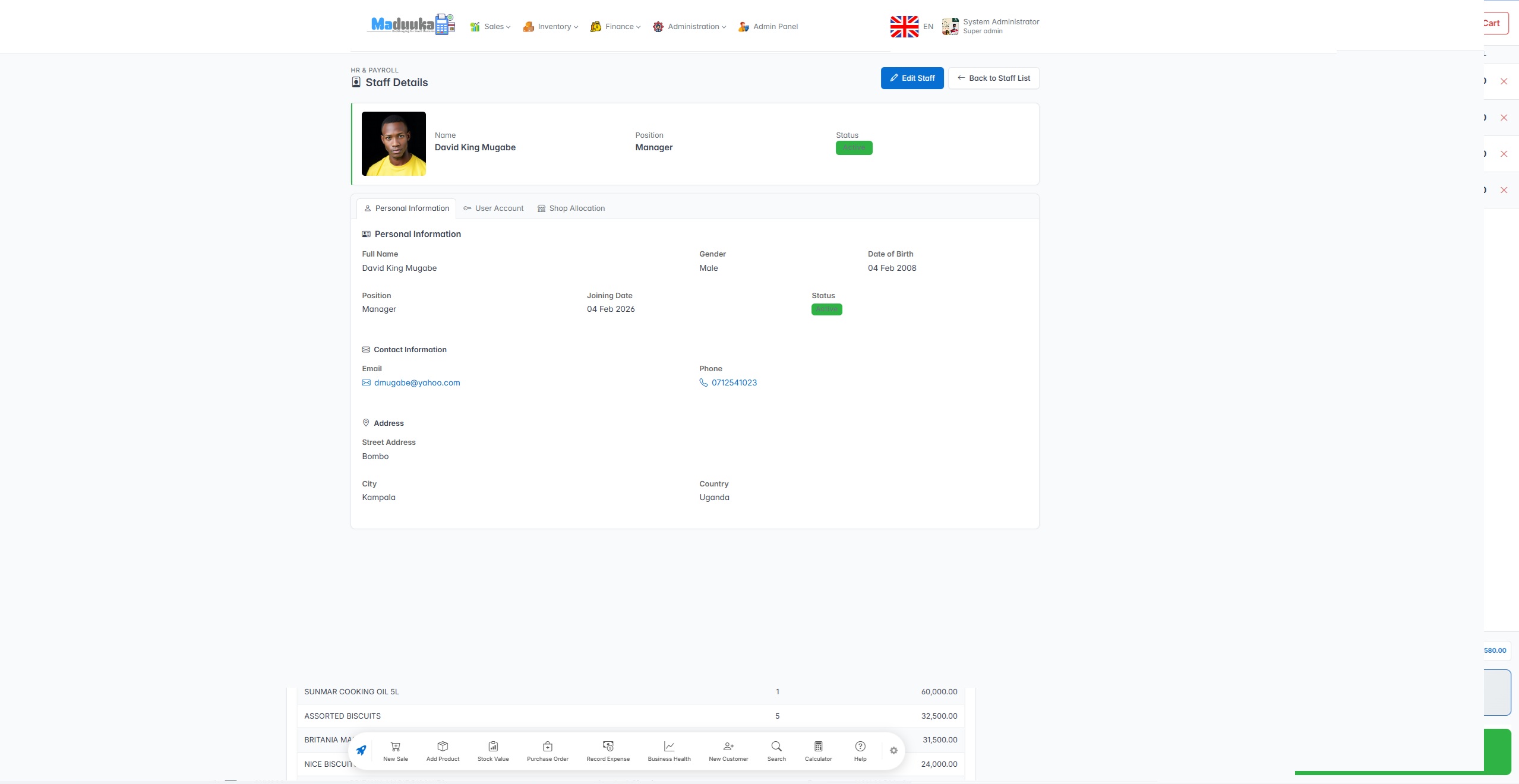 Maduuka Employee Profile
